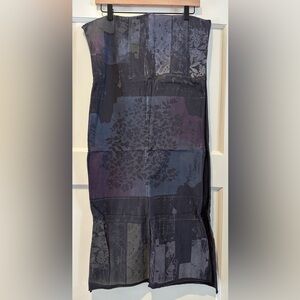 Blue Fish Hand Painted Scarf in Black Sand